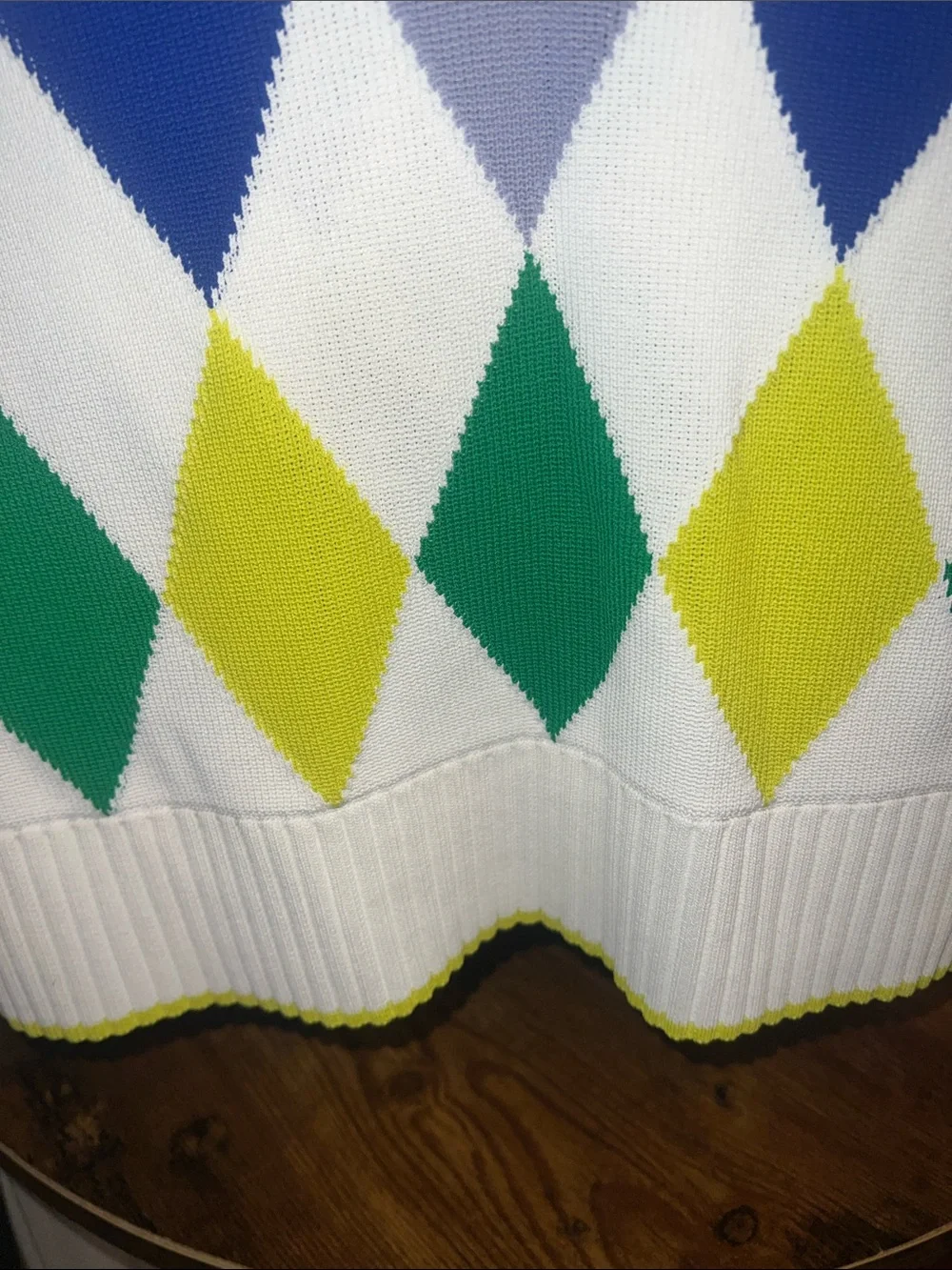 kate spade White Multicolor Argyle V-Neck Sweater